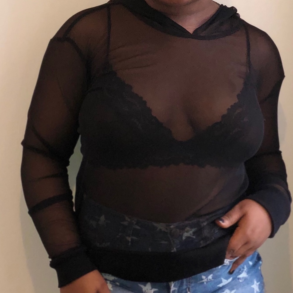 Black mesh hoodie